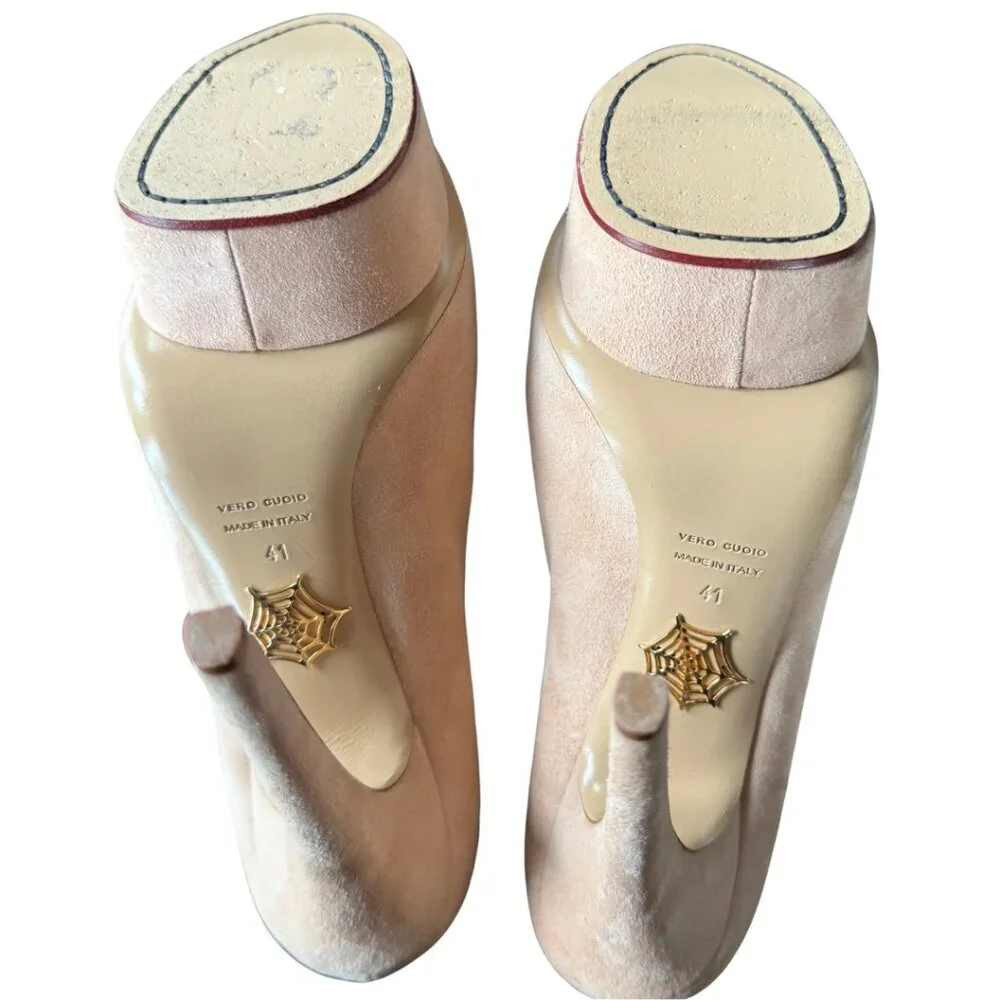 Charlotte Olympia DOLLY Platform Pumps Heels BLUSH NUDE Suede Shoes Womens 41